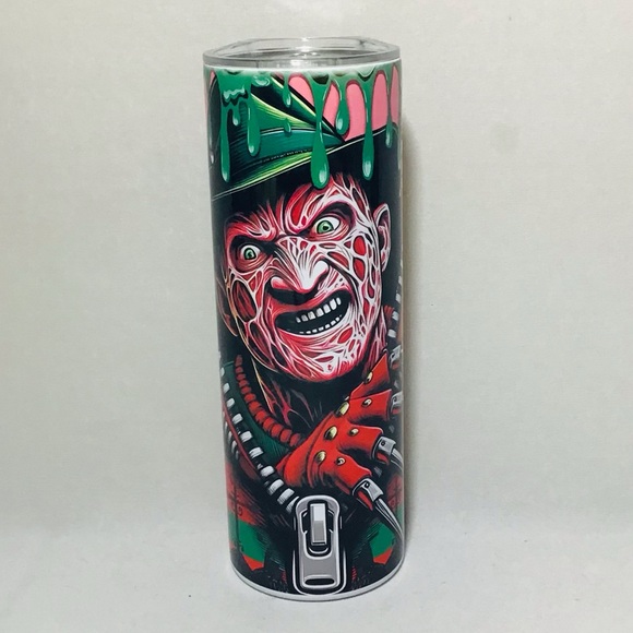 “Freddy Krueger Zip” 20oz Stainless Steel Hot/Cold Straight Tumble - Picture 3 of 5